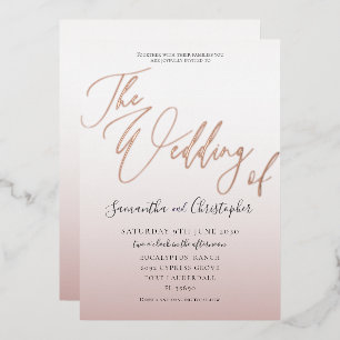 Elegant Rose Gold Calligraphy The Wedding Of  Foil
