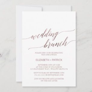 Elegant Rose Gold Calligraphy Wedding Brunch Invitation