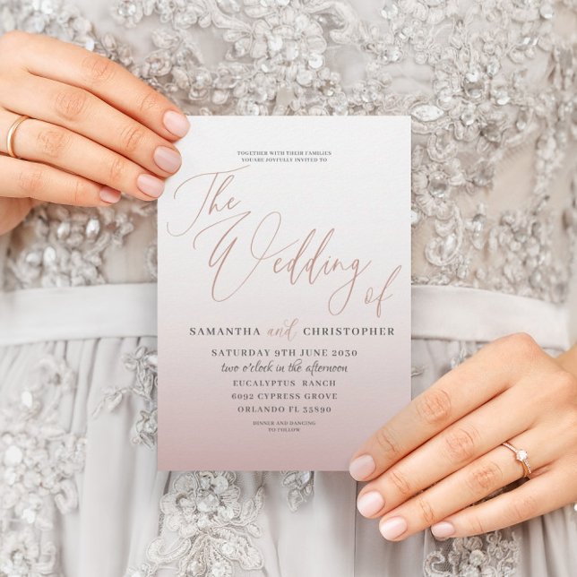 Elegant Rose Gold Calligraphy Wedding Invitation (Creator Uploaded)