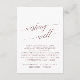 Elegant Rose Gold Calligraphy Wishing Well Enclosure Card