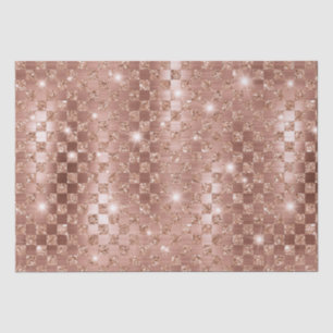 Elegant Rose Gold Chequered Metallic Glitter Tissue Paper