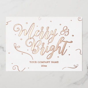 Elegant Rose Gold Christmas Company Foil Card