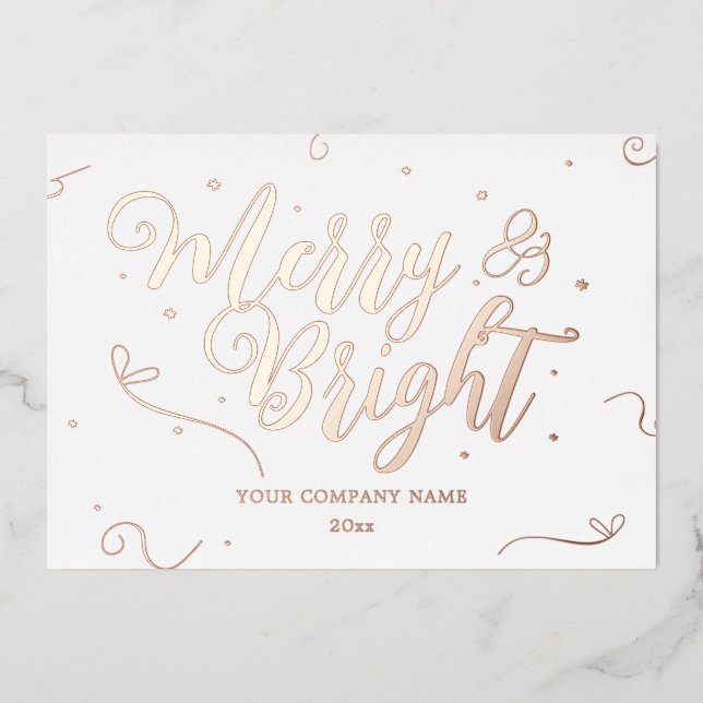 Elegant Rose Gold Christmas Company Foil Card (Front)