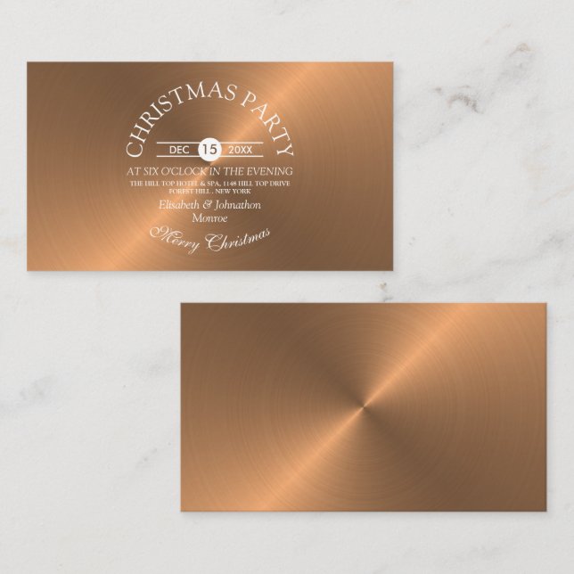 Elegant Rose Gold Christmas Party Ticket Enclosure Card (Front/Back)