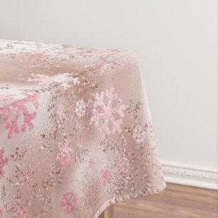 Elegant rose gold Christmas Snowflake Pattern Tablecloth