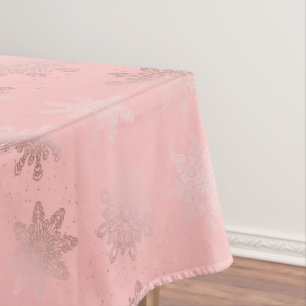 Elegant Rose Gold Christmas Snowflake Pattern Tablecloth
