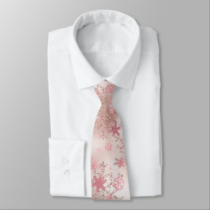 Elegant rose gold Christmas Snowflake Pattern Tie