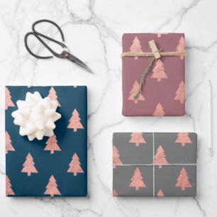 Elegant Rose Gold Christmas tree pattern   Wrapping Paper Sheet