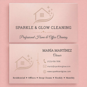 Elegant Rose Gold Cleaning Service House Sparkle Business Card