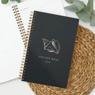 Elegant Rose Gold Conch Shell Personalized Planner