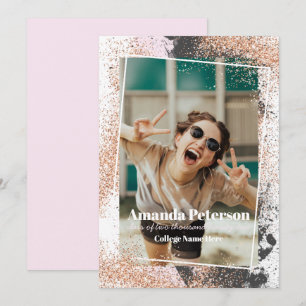 Élégant Rose Gold Confetti Faire-part de graduatio