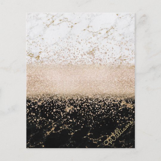 Elegant rose gold confetti marble design flyer