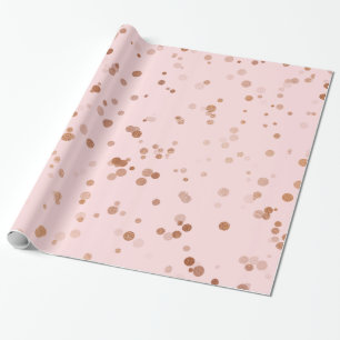 Elegant rose gold confetti polka dot pattern wrapping paper