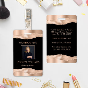 Elegant Rose Gold Custom Employee Photo Company Badge