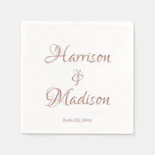 Elegant rose gold Custom script name date Wedding Napkin