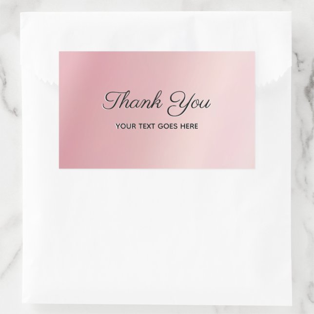 Elegant Rose Gold Custom Text Thank You Luxe Sticker (Bag)