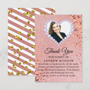 Elegant Rose Gold Diamonds Funeral Thank You Card