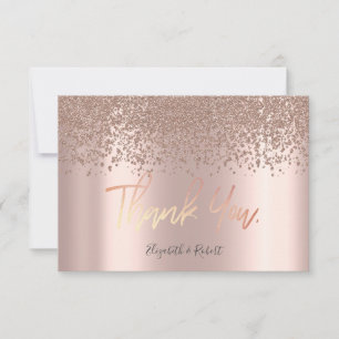 Elegant Rose Gold Diamonds Thank You Card