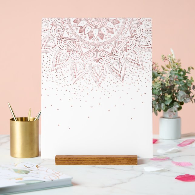 Elégant Rose Gold Dots Mandala (Mariage)