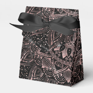 Elegant Rose Gold Dots Mandala Marble Favor Box