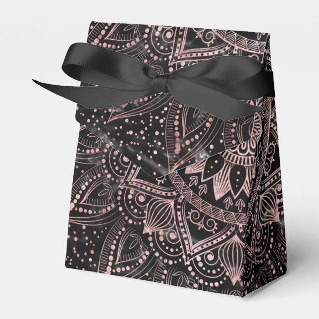 Elegant  Rose Gold Dots Mandala Marble  Favor Box (Front Side)