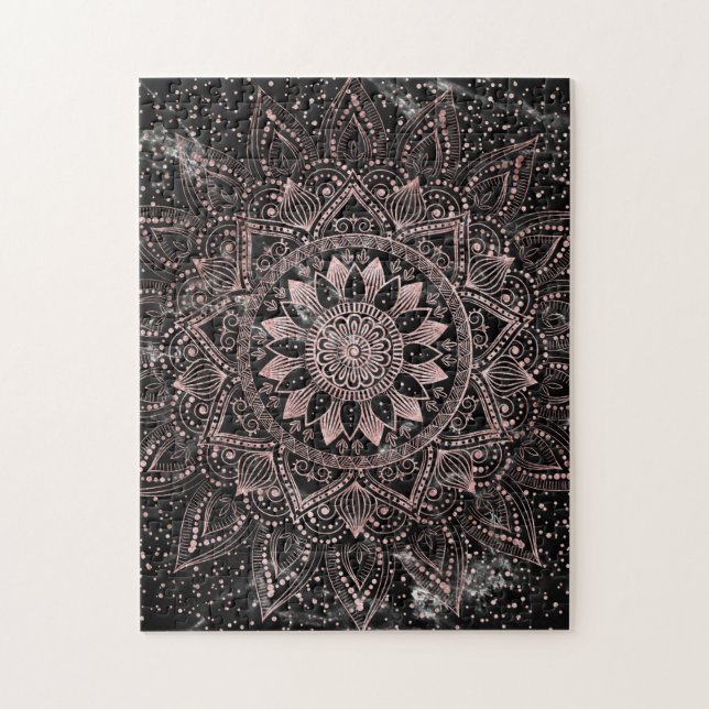 Elegant  Rose Gold Dots Mandala Marble  Jigsaw Puzzle (Vertical)