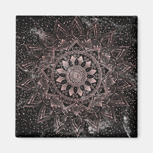 Elegant  Rose Gold Dots Mandala Marble  Magnet