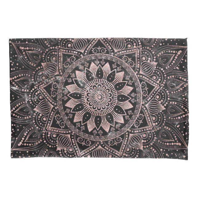 Elegant  Rose Gold Dots Mandala Marble  Pillowcase (Front)