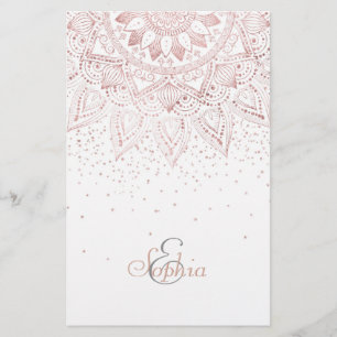 Elegant Rose Gold Dots Mandala Stationery