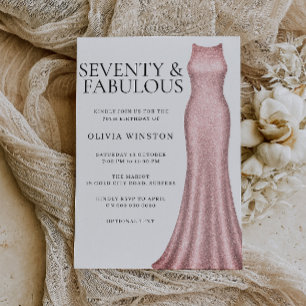 Elegant Rose Gold Dress Womans 70th Birthday Party Invitation