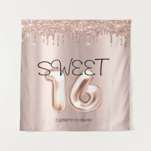 Elegant Rose Gold Drips Rose Gold Sweet 16   Tapestry
