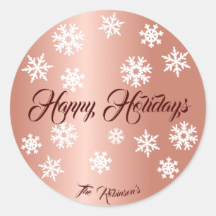 Elegant Rose Gold Effect Personalized Name X-Mas Classic Round Sticker