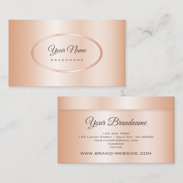 Elegant Rose Gold Effect Template Professional Business Card (Front/Back)
