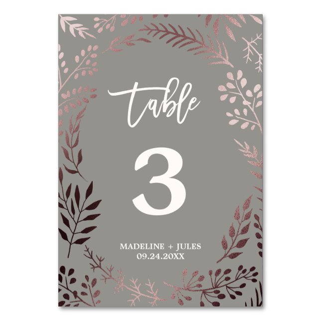 Elégant Rose Gold et Grey Mariage Numéro de table (Par défaut)
