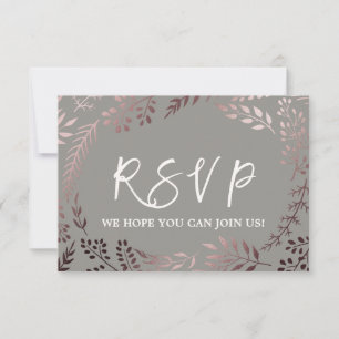 Elégant Rose Gold et gris Menu Choice RSVP Card