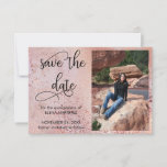 Elegant Rose Gold Faux Foil and Glitter Photo Save The Date<br><div class="desc">Elegant Rose Gold Save the Date with your own photo and ornate hand lettered calligraphy. The template is set up for you to upload a picture of the quince and personalize with your celebration date. The design has a trendy blended background of rose gold faux foil, watercolor, rose gold foil...</div>