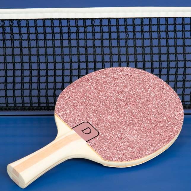 Elegant Rose-Gold Faux Glitter & Sparkles Ping Pong Paddle (Insitu)