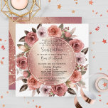 Elegant Rose Gold Floral and Glitter Bat Mitzvah Invitation<br><div class="desc">Enjoy a sparkling Rose Gold Bat Mitzvah! Elegant invitation with gorgeous sparkling faux gold rose centre, surrounded by watercolor flowers in blush, pink, dusty rose and peach tones. Use of Script and block modern typography. Back of card with modern geometrical sections in "sparkling" rose gold and blush, dusty rose shades....</div>