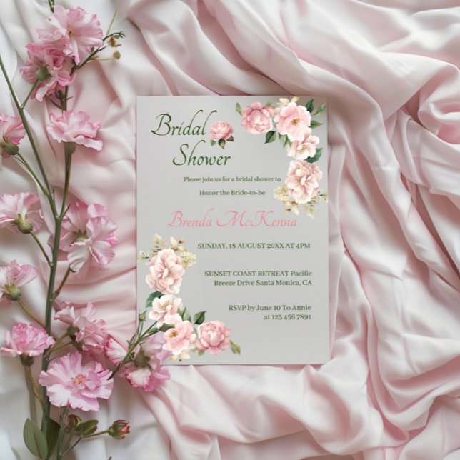 Elégant Rose Gold Floral Bridal Shower Invitation (Créateur téléchargé)