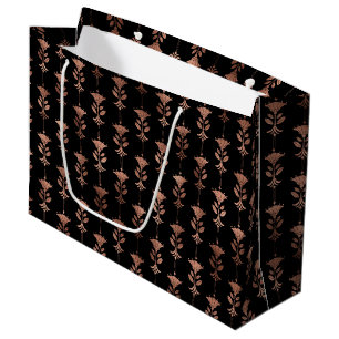 Elegant Rose Gold Floral Column Art Deco Pattern Large Gift Bag
