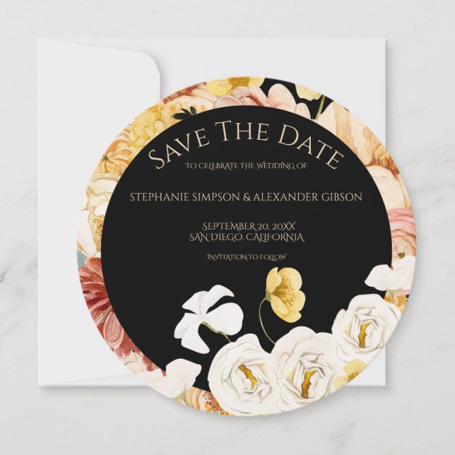 Élégant Rose Gold Floral Enregistrer La Carte Date (Devant)