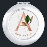 Elegant Rose Gold Floral Monogram Bridal Party  Compact Mirror<br><div class="desc">The letter A - a beautiful monogram initial in rose gold embellished with an exquisite floral and geometric shape pattern.  Ideal gift and keepsake idea for your favourite bridesmaid.  Easily customize the name of your choice.</div>