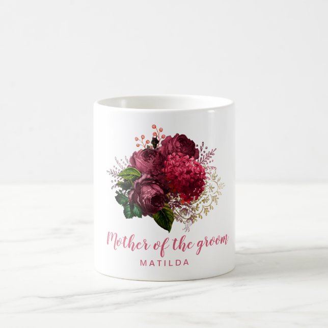 Elegant rose gold floral mother of the groom coffee mug (Center)