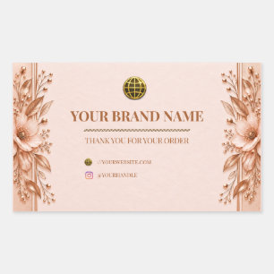 Elegant Rose Gold Floral Rectangle Box Label