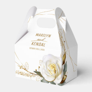 Elegant Rose Gold Floral Wedding Favor Box