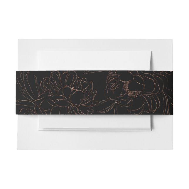 Elegant Rose Gold Floral Wedding  Invitation Belly Band (Front Example)