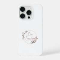 Elegant Rose Gold Floral Wreath I'm Lucky Quote