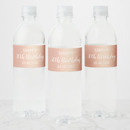Elegant Rose Gold Foil Any Age 30th Birthday Water Bottle Label