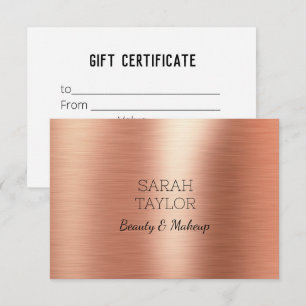 Elegant Rose Gold Foil Black Gift Certificate 