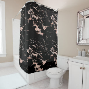 Elegant Rose Gold Foil Black Marble